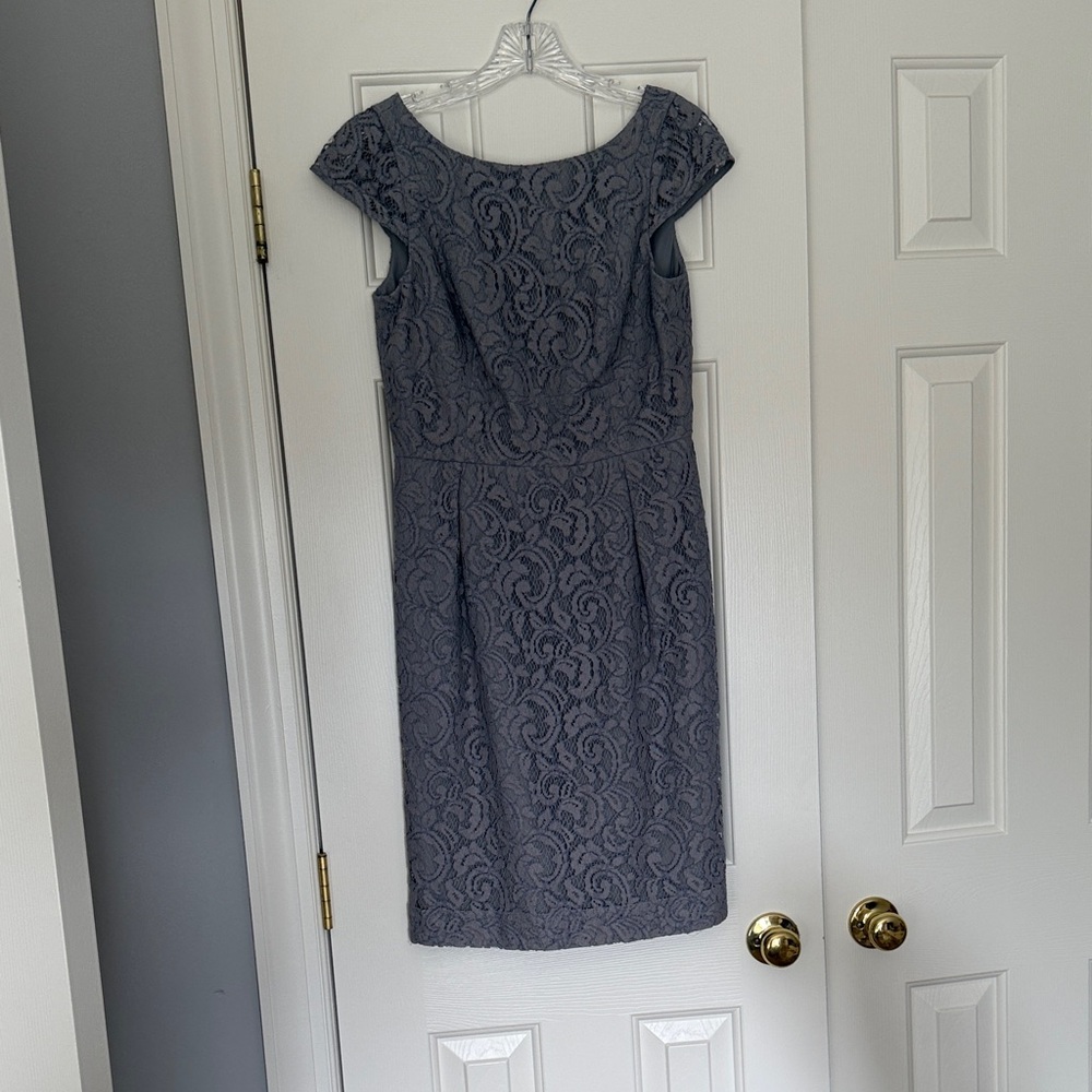 J. Crew Gray Lace Midi Dress